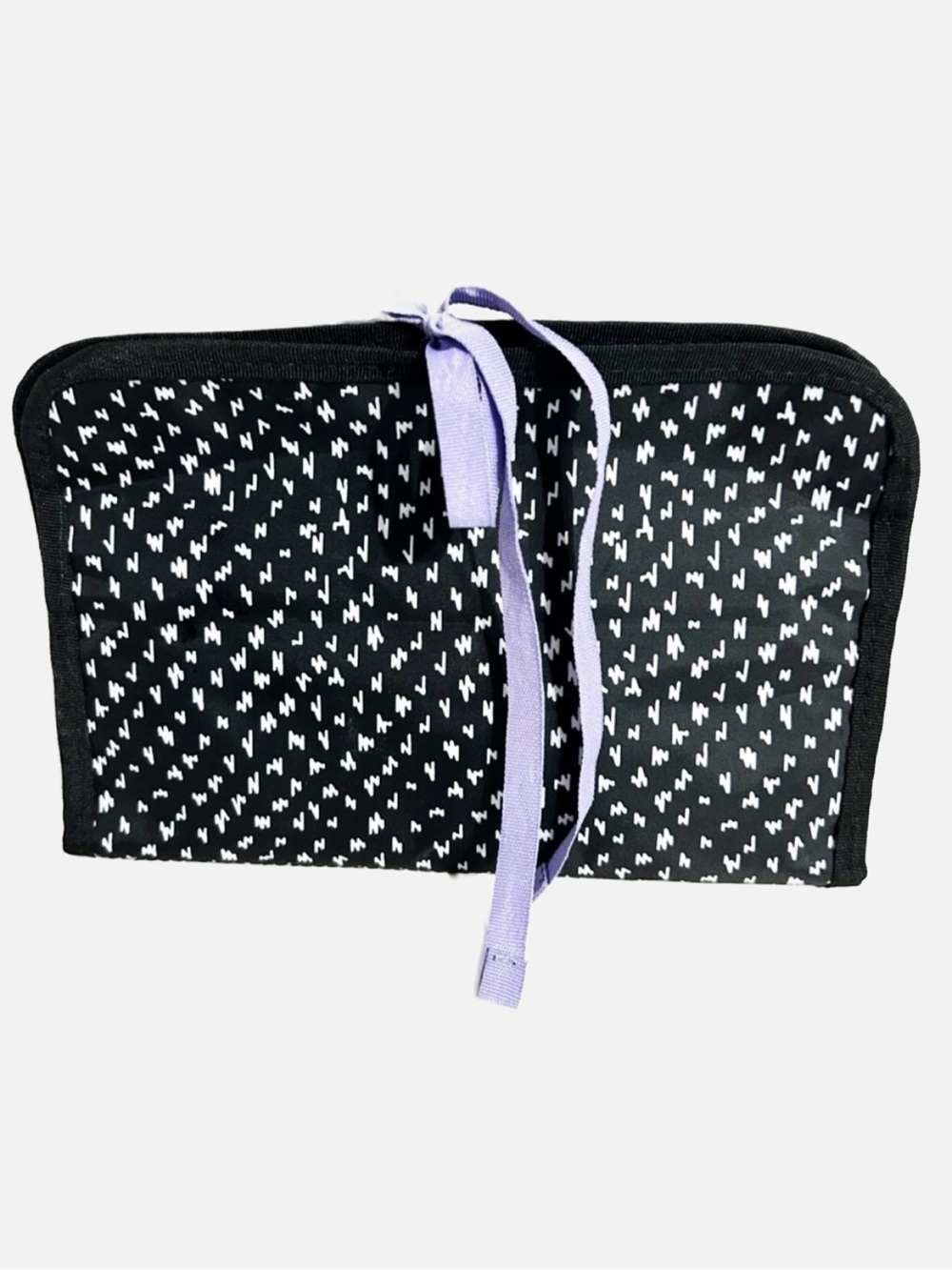 Thirty-One Shine On Travel Jewelry Case Bag Kat Waves Pattern Tie Closure 🖤🤍💜